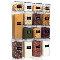 Recipientes de armazenamento hermético, conjunto com tampas 15 peças de plástico sem bpa para organização de alimentos secos para cozinha despensa