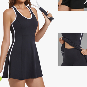 Tennis Sports <b>Dress</b> Slim With Chest Pad Fitness Set Women's Sleeveless Badminton Wear Tennis Wear - Product Image 5