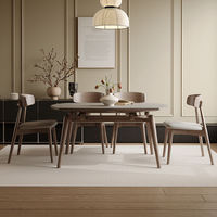 Ensemble table et chaises de salle à manger moderne et simple, extensible, en bois massif, convertible, table carrée double usage avec plateau en pierre et finition brillante