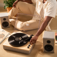 Lecteur de disques vinyles ELETREE 3 vitesses avec bras semi-automatique et haut-parleurs externes