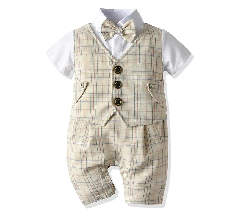 2259 Kinder Baby Boy Kleidung Neueste Design Baumwolle Hochwertige Kurzarm Plain Baby Stram pler