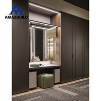 AMAZBUILD Armoire Moderne Personnalisée en Bois avec Portes Vitrées, Dressing Portable pour Chambre à Coucher, Design à Panneaux