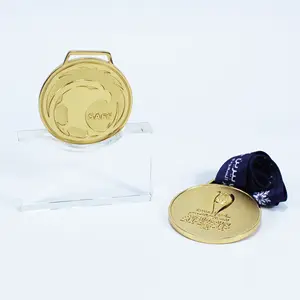 Hitop personalisierter Trail Running Marathon Tennis Schwimmen Softball Fußball-Cup feinkupfer mit echten Gold-Trophäen-Medaillen beschichtet