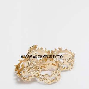 <b>Vintage</b> Metal Napkin Rings Gold Polished Fancy Decoration <b>Table</b> Accessories Set of 4 for Party Tabletop Tissue Holding Rings - Product Image 1