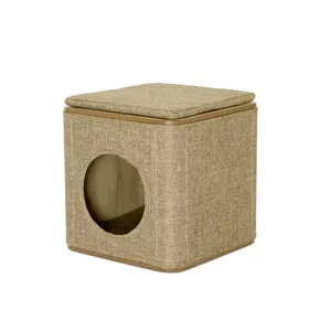Lit de chat en bois respirant en forme de cube MDF, maison minimaliste, vente populaire, Amazon