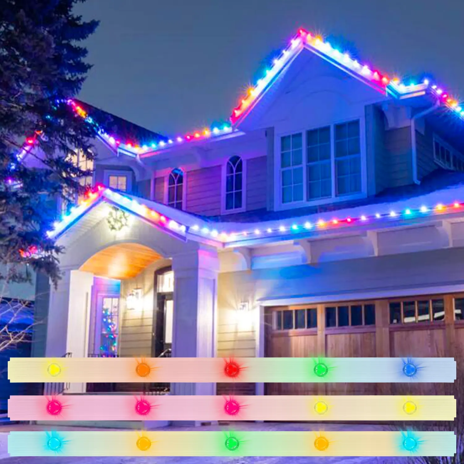 Gouly Rgb Programmeerbare Kleurrijke Ucs2904 Outdoor Pixel Punt Rgbw Permanente Kerstverlichting