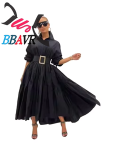 Fall 2025 Women Clothes Casual Solid Color Long Sleeve Loose Women Dress Shirt Dresses <b>Plus</b> <b>Size</b> Women's Dresses - Product Image 1