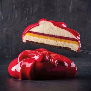 Moule à gâteau en silicone série Saint-Valentin, en forme de cœur avec nœud, pour mousse, cuisson au four, emballé individuellement, chocolat - Product Image 2