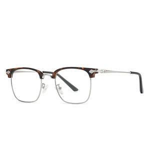 Monture de lunettes carrée en métal Qianai pour hommes, monture complète, verres PC anti-lumière bleue S4 2173 - Product Image 5