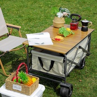 Chariot de camping extérieur léger de 7 kg, chariot de courses domestique pliable avec poignée, design portable, cadre métallique, capacité de charge de 150 kg