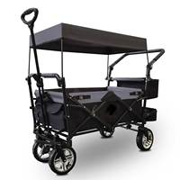 Grand chariot pliable portable à quatre roues de 120 kg pour l'extérieur, chariot de courses multifonctionnel avec roues tout-terrain