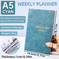 Agenda hebdomadaire A5 personnalisé 2026 en anglais, fin, imprimé, avec couverture en papier, feuilles mobiles, carnet de planification quotidienne, vente en gros