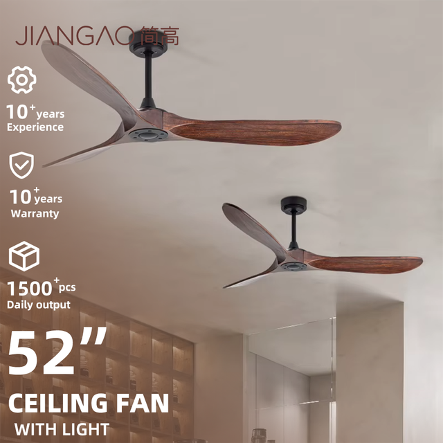 52 Inch Long Life Living Room 6 Wind Speed 3 Blades Wood ABS BLDC Motor LED Smart Remote APP Control Ceiling Fan Without Light