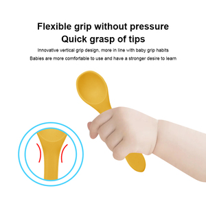 Cuchara de Silicona con Mango Largo para Niños, Libre de BPA, con Logotipo Personalizado, Juego de Cubiertos para la Primera Etapa de Alimentación, Vajilla Infantil - Product Image 2