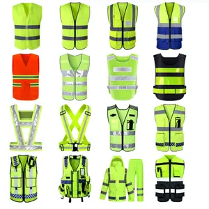 Gilet réfléchissant de sécurité en 100% polyester 200gsm Premiume plastique veste bleu fluorescent