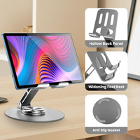 Support de tablette rotatif pliable en alliage d'aluminium haut de gamme, support de bureau universel pour téléphones et tablettes, idéal pour regarder des séries et des diffusions en direct
