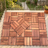 Dalles de sol en bois d'acacia emboîtables 30 x 30 cm antidérapantes, imperméables, faciles à installer, décoration jardin terrasse, résistantes aux intempéries.