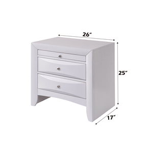 Comodino con finitura bianca e tre cassetti per riporre oggetti in camera da letto - Product Image 3