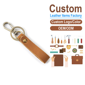 Llavero de Cuero Crazy Horse Vintage con Logotipo Personalizado al por Mayor, Anillo para Llaves de Piel de Vacuno de Primera Calidad con Gancho Metálico, Suministro Directo de Fábrica - Product Image 1