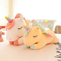 Peluche Licorne Transfrontalière en Velours, Cadeau pour Filles, Coussin de Sommeil Animal à Câliner, Rembourrage en Coton pour Enfants
