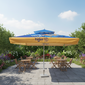 Sombrilla de Playa Grande para <span class=keywords><strong>Patio</strong></span> con Base de Aluminio, Protección Solar para Exteriores, Logotipo Personalizado, Impermeable, Plegable, Decorativa - Product Image 4