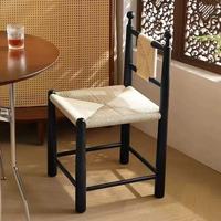 Chaise de salle à manger en rotin tressé avec structure en bois, chaise vintage en rotin naturel