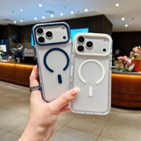 Casing MagSafe Bergelombang Awesomesub Tahan Lama Langsung dari Pabrik untuk iPhone 17 Pro, Tombol Lepas Pasang, Cincin Lensa Besar, Pelindung