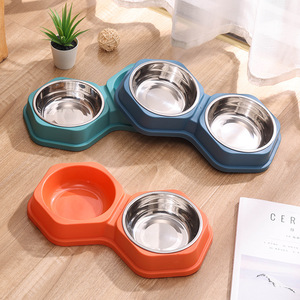 Bol double pour animaux de compagnie en acier inoxydable Daoge, PP antidérapant et anti-renversement, pour chats et chiens - Product Image 1