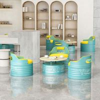 Ensemble de chaises de salle à manger de style baril pour restaurant commercial moderne, table basse ronde en métal, meubles en fût pour l'extérieur