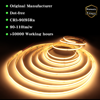 Bande lumineuse LED 24V flexible haute densité COB 320/480 LED/m, CRI90/95RA élevé pour chambre, cuisine, intérieur