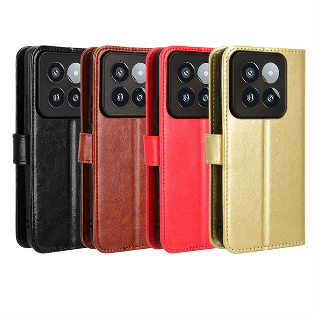 For Xiaomi 14 Wallet Case,New PU Leather Wrist Strap Card Slot Kickstand Flip Folio Phone Case Cover for Xiaomi Mi 14 13 Pro