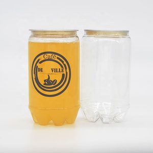 Airtight clear can drink PET plastic with easy open lid