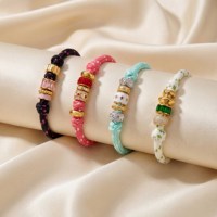 Bracelet tressé blanc élégant personnalisé EDGE avec perles de cristal et breloques en strass vert, bijoux de mode pour femmes, cadeau