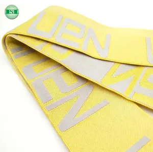 Индивидуальные надписи 38 мм 3,8 см 1,5 дюймов эластичная лента из плетеного полотна 2 вида цветов желтого и серого цветов логотип спандексные ленты Мягкий для нижнего белья