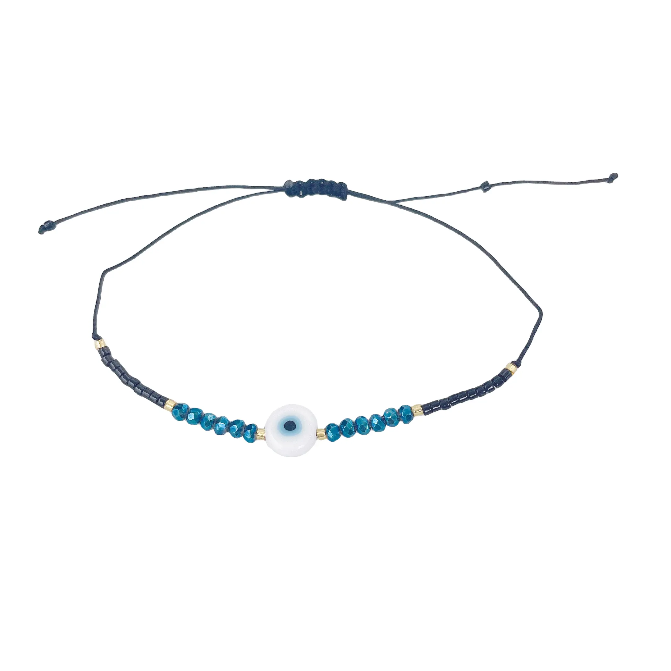 Vendita calda ultima caramella alla moda colorato miyuki perline bracciali occhi blu malocchio bracciale regolabile fatto a mano