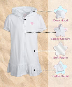 <span class=keywords><strong>Robe</strong></span> <span class=keywords><strong>de</strong></span> <span class=keywords><strong>bain</strong></span> pour filles avec capuche zippée intégrale et volants, en tissu éponge, pour enfants - Product Image 2