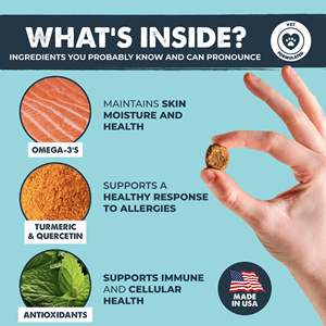 Golosinas Masticables Suaves <span class=keywords><strong>para</strong></span> el Alivio de Alergias en <span class=keywords><strong>Perros</strong></span>, <span class=keywords><strong>para</strong></span> el Alivio de la Picazón en la Piel y el Apoyo Inmunológico con Omega 3 y Calostro - Product Image 2