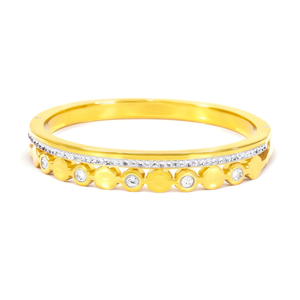 Pulsera de cristal de acero inoxidable 316L con baño de oro PVD y diamantes de imitación para mujer. - Product Image 2