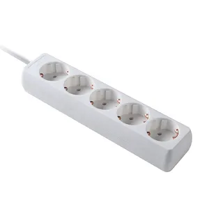 Schuko german standard 3 outlet extension socket long wire cable power strip with ground wire