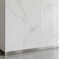 Panneau mural WYRAX en PVC effet marbre Carrara gris clair, 1220x2440mm, 3.0mm, pour projet d'aménagement intérieur de hall d'hôtel