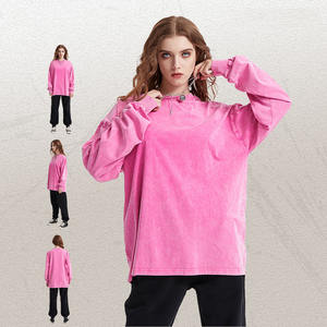 Sudadera DQ250L con Logotipo Personalizado, Estilo Vintage, Holgada, Lavada al Ácido, Transpirable, para Otoño, 100% Algodón Negro de 250 g/m² - Product Image 4