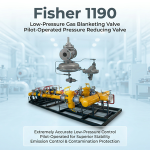 Válvula de bola neumática Fisher Regulator 1190 de baja presión para gas, con operación piloto y reducción de presión, para montaje en plataforma. - Product Image 1