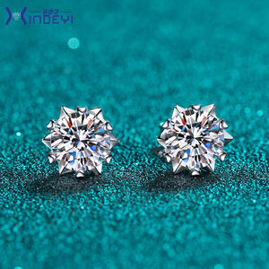 Chaude 925 Argent Aiguille Zircon Boucles D'oreilles Électrolytique 2 Carat Moissanite De Mariage Bijoux De Fiançailles Avec De L'or Comme Matériau Principal - Product Image 1