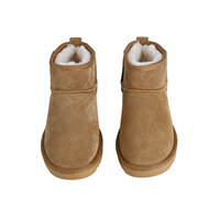 YUMMYSNOW Sepatu Bot Salju Premium Nyaman Hangat Tebal Berlapis Bulu Suede Sapi untuk Wanita, Model Ankle & Bootie, Anti-Slip, Musim Gugur/Dingin