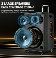 Enceinte Bluetooth sur roulettes de 15 pouces |   Fonction OTG Live |   Système audio karaoké rechargeable 110V pour danse en plein air