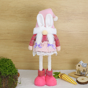 Knitted <b>Easter</b> Bunny Gnome Plush Tall Stretchable Leg Standing Rabbit Tomte for 2026 Spring Shelf Sitter Farmhouse Home Decor - Product Image 5