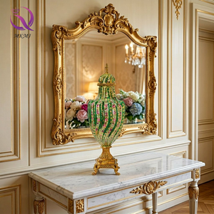 Jarrón de Porcelana China Pintado a Mano con Borde Dorado, Decoración Retro para el Hogar, Elegante Florero de Mesa, Maceta de Cerámica - Product Image 1