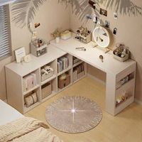 Bureau d'angle en bois blanc en forme de L, moderne, gain de place, écologique, avec tiroir et rangement ouvert, facile à assembler pour les bureaux à domicile et les chambres.