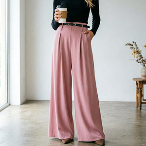 Nouveau <span class=keywords><strong>pantalon</strong></span> décontracté pour <span class=keywords><strong>femme</strong></span>, style europé<span class=keywords><strong>en</strong></span> et américain, avec ceinture, coupe ample et jambe <span class=keywords><strong>large</strong></span> - Product Image 3