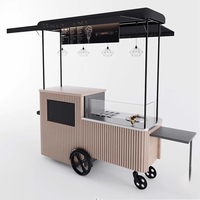 Chariot de vente ambulante en bois pour petits aliments et collations, chariot de restauration rapide avec roues, vente en gros aux fabricants